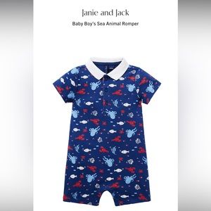 *NWT* Janie and Jack Baby Boy’s Sea Animal Romper, Size 0-3 Months